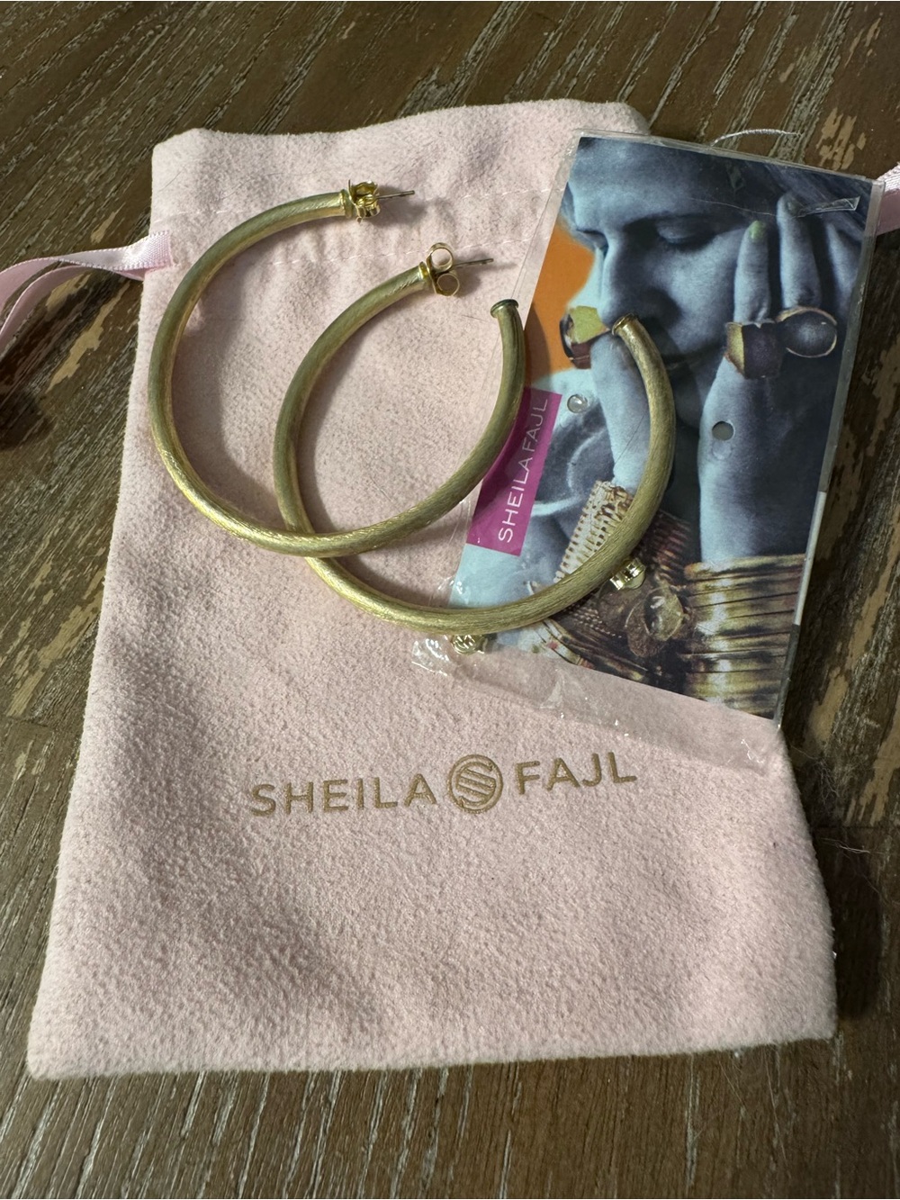 Sheila Fajl Gold Hoop Earrings - Brushed Gold Finish